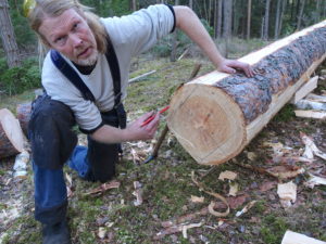 Bengt Bygdén i färd med att rita på ämnen före klyvningen